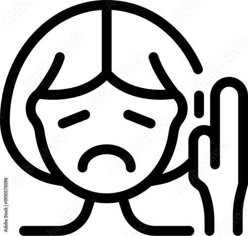 Sad woman covering her ear with her hand, showing a sign of domestic violence