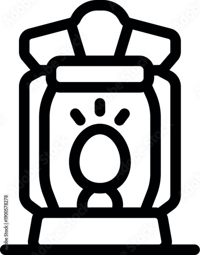 Bright camping lantern illuminating the darkness, a simple black and white icon perfect for outdoor and adventure themes