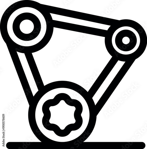 Timing belt rotating and transferring power to engine, essential component for combustion engines, ensuring synchronized operation