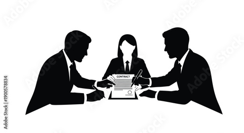 Business Partners Silhouettes Signing Legal Contract and Agreement