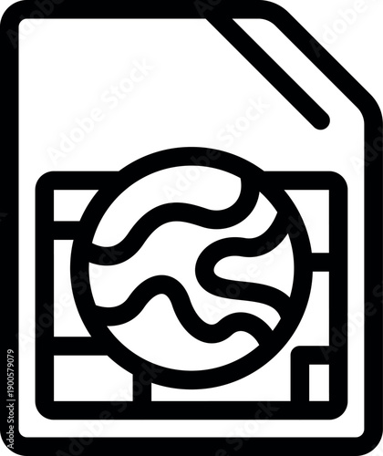 Sim card icon representing global roaming and international mobile communication