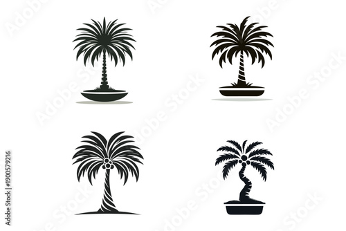Vector image of coconut tree bonsai mascot logo suitable for use in logo design of oil, oil, bio oil, vegetable oil, vegetable shop, natural resources, coconut, plant, vegetable, community companies
