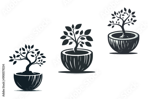 Vector image of mangrove bonsai plant mascot logo suitable for use in logo design of vegetable oil companies, fertilizer shops, agriculture, plantations, communities, bonsai lovers, care, koas, screen