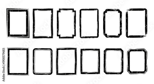 Collection of Grungy Rectangle and Square Frames for Design and Decoration