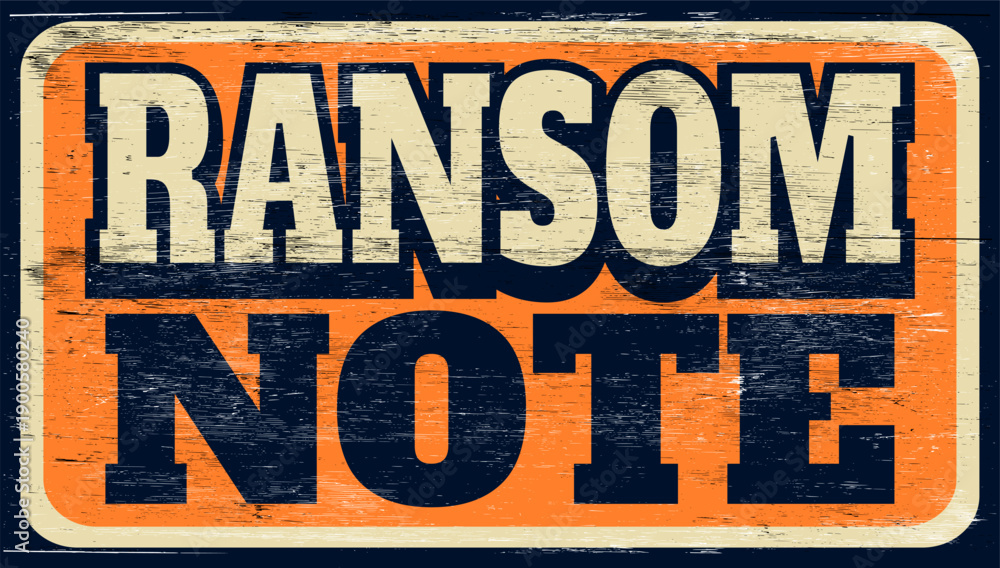 Fototapeta premium Aged vintage ransom note sign on wood