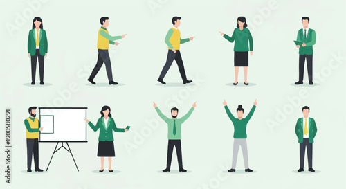 Business people in various poses for presentations