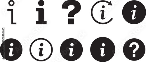 Vector information icons set, infographic elements, question marks and info signs, for website or app UI, isolated on transparent background, png