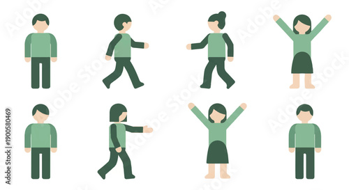 People in various poses with transparent background