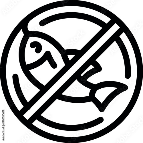 Simple and bold, no fish symbol conveying restriction on seafood consumption or fishing ban