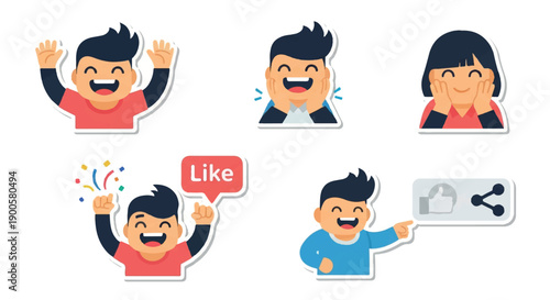 Happy people expressing excitement and approval