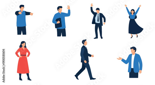 Business people gesturing and interacting with transparent background