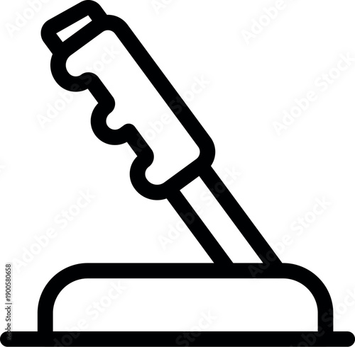 Manual gear stick changing gear in a car, simple black and white line art icon