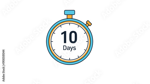Stopwatch displaying a '10 Days' countdown, symbolizing time limits, deadlines, or upcoming events with urgency.
