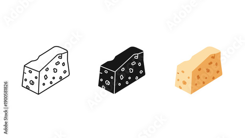 Three different illustrations of cheese wedges Vector