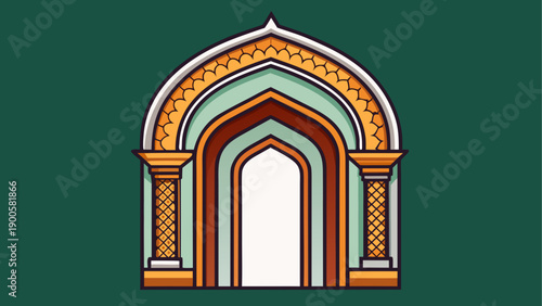Vintage indian archway with ornate patterns and geometric design