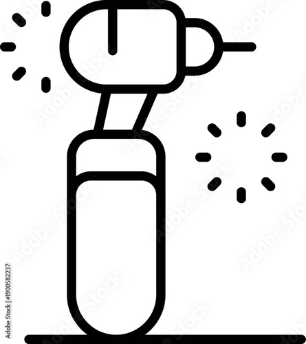 Cordless screwdriver drilling and rotating, simple black and white line art icon