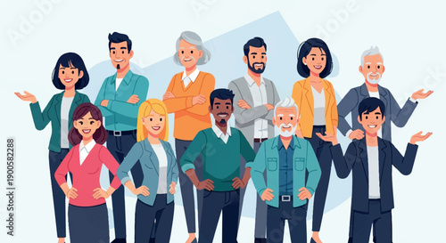 Diverse group of people smiling and posing together