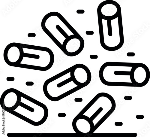 Cylindrical wood pellets cascading onto a surface, symbolizing renewable energy and efficient heating solutions