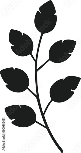 Black Leaf Vine Silhouette Vector Illustration