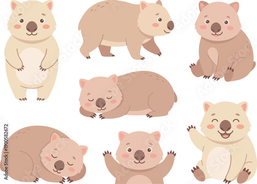 Collection of cute cartoon bears.