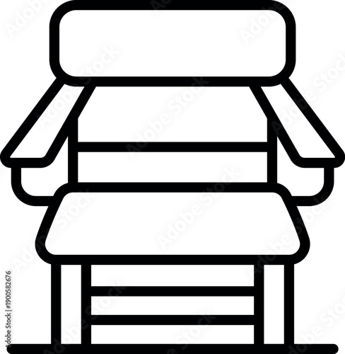 Comfortable armchair with wooden legs and soft headrest standing on floor, furniture for living room or office