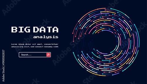 Technology background. Big data visualization concept. Abstract technology circuit board circle
