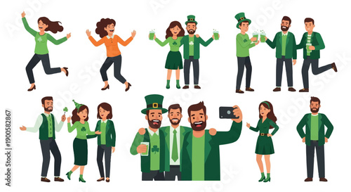 St. Patrick's Day celebration people in green attire