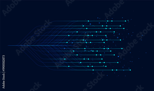 Big data visualization. Social network, financial analysis of complex databases. Data mining. Vector technology background. Information analytics concept.