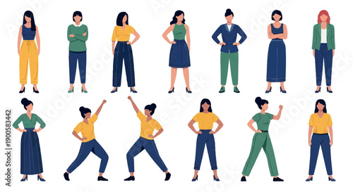 Women in various outfits and poses