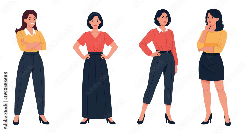 Fototapeta premium Four women in business attire with transparent background