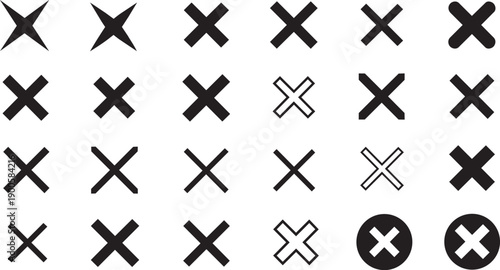 Vector X marks, crosses, and checkmarks in various styles and colors for design, mockup, or overlay effect