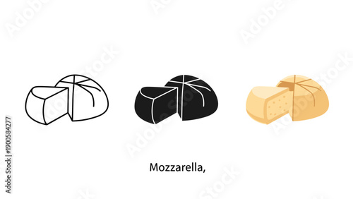 A illustration of different types of mozzarella cheese Vector