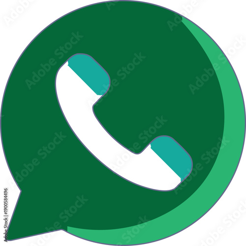 WhatsApp logo, green speech bubble with white phone, vector icon, isolated on transparent background, png