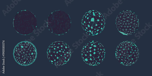 Abstract geometric shapes resembling eggs formed by interconnected glowing lines