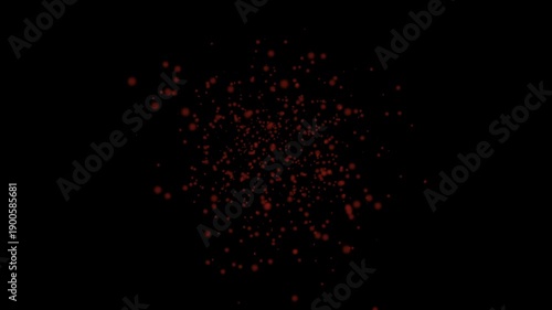 Red dots scatter across black background forming abstract pattern