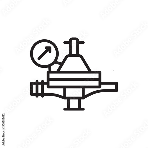 Gas main regulator icon. Utility pressure control and safety, representing gas distribution valves, pressure reducing stations, industrial regulator hardware, and municipal energy grid engineering.