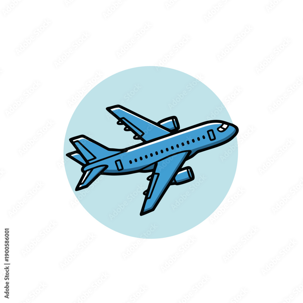 Fototapeta premium Airplane in flight depicted in a simple illustration, conveying travel and aviation themes from a straightforward viewpoint
