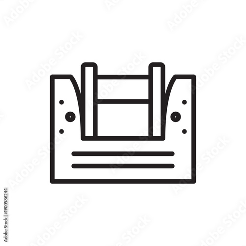 Trench shoring icon. Excavation safety and civil engineering, represents trench box systems, hydraulic shoring, subterranean wall reinforcement, site safety standards, and underground utility support.