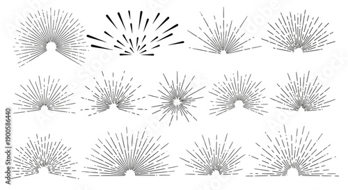 Collection of Vintage Sunburst Rays and Starburst Elements for Graphic Design