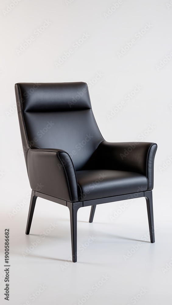 Obraz premium Black leather armchair isolated on a clean white background