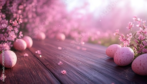 Pastel Pink Easter Eggs with Cherry Blossom Glow