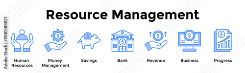 Resource Management Banner Web Icon Vector Illustration Concept For Human Resources, Money Management, Savings, Bank, Revenue, Business, Progress