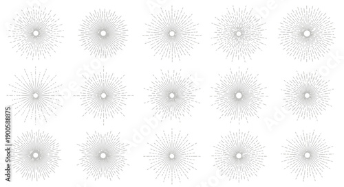 Diverse Collection of Radiant Sunburst and Starburst Burst Vector Graphics