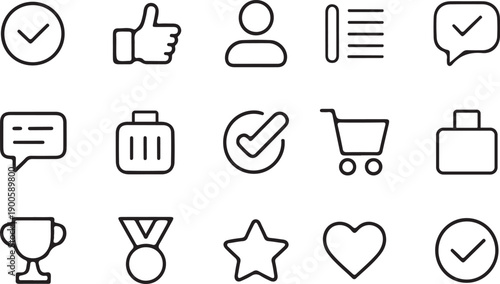 line icons depicting communication and achievement