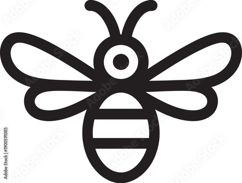 Simple gray illustration of a flying bee in mid air  insect