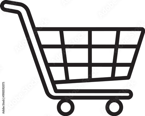 Shopping cart icon with wheels on transparent background