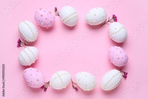 Frame made of Easter eggs d...
