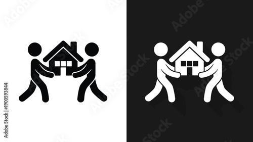 Family Protecting Home Icon Insurance Safety and Security Symbol
