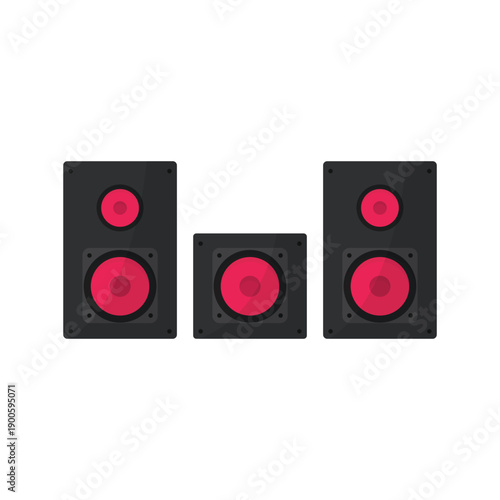 studio audio speaker system with woofer and bass technology equipment for music entertainment isolated on white background