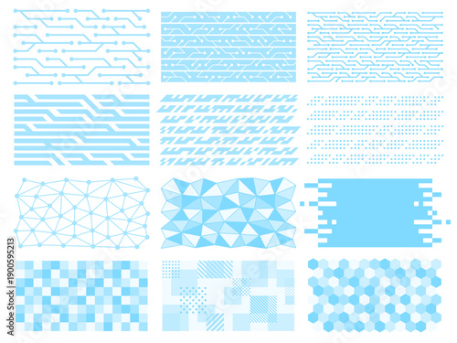 水色のデジタルなパーツイラストセット